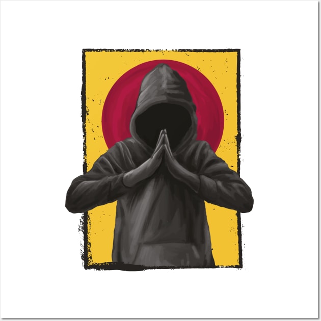 Praying Hands Men's Black Rap Hip Hop Musik Wall Art by Upswipe.de